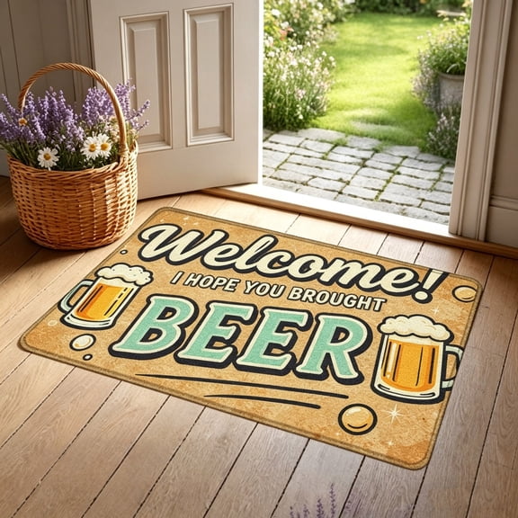 Funny Basketball Welcome Doormat For Home - Non Slip Sports Theme Rug For Game Room Entryway Back Porch 18x27 Inch