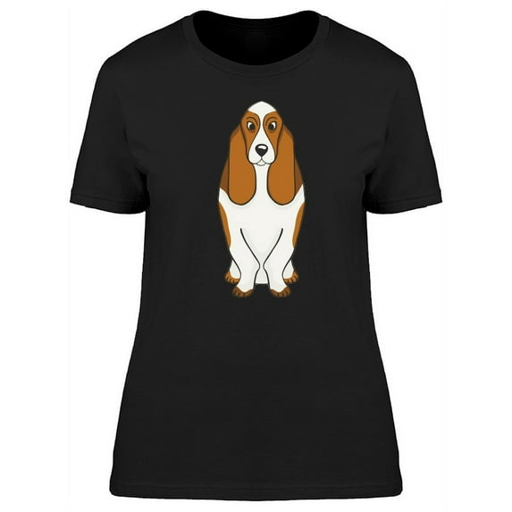 Funny Basset Hound Cartoon T-Shirt Women -Image by Shutterstock, Female XX-Large