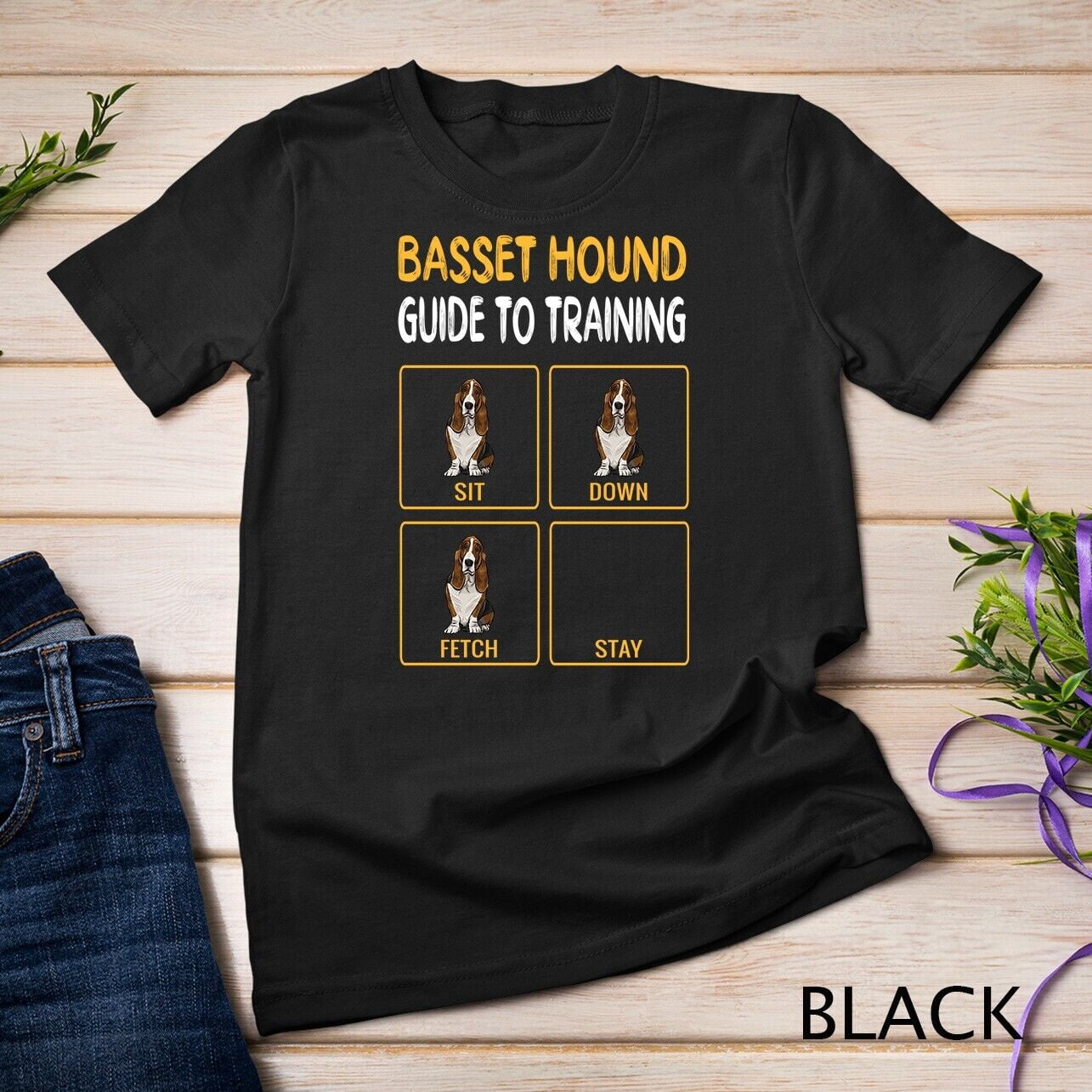 funny-basset-hound-guide-to-training-dog-obedience-trainer-unisex-t