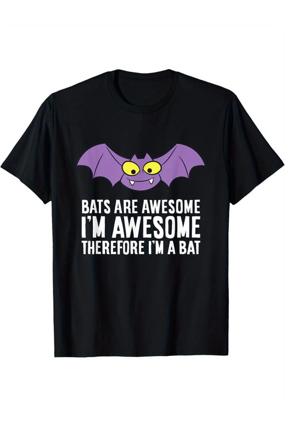Funny Bat Graphic T Shirt Halloween Cartoon Statement