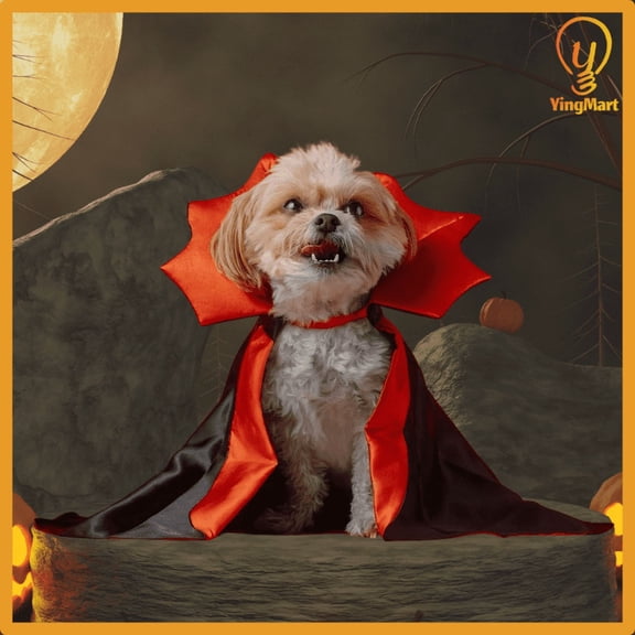 Funny Bat Vampire Cape Pet Costume for Cats Dogs Halloween Cloak Cosplay Outfit YingMart Dog Clothes (BlackandRedColorBlock, S)