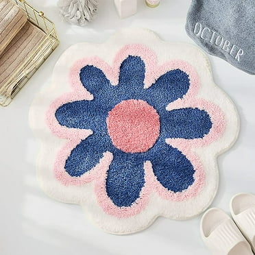 Funny Bath Mat Cute Flower Shaped Absorbent Bathroom Rug Soft Round ...