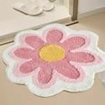 thumbnail image 1 of Funny Bath Mat Cute Flower Shaped Absorbent Bathroom Rug Soft Round Plush Rug for Shower Bathtub Bedroom Living Room, 1 of 6