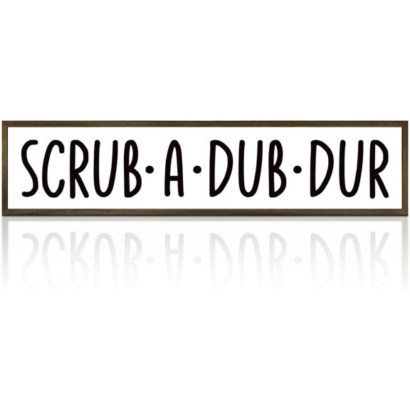 Funny Bath Signs, Scrub A Dub Dub Sign, Restroom Decor, Bath Quote Wood Signs, Home Farmhouse Bathroom Decor for Table Shelves Counter, Rustic Framed Wooden Plaque 14.9 * 3.3 * 0.9 inches