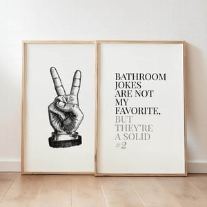 Funny Bathroom Art Prints Set of 2 Bathroom Posters Bathroom Wall Art Decor Toilet Humor Bathroom Quotes Wall Hangings, Poster Only