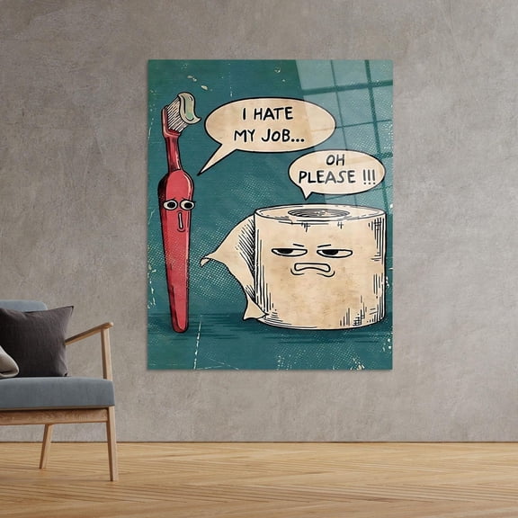Funny Bathroom Art, Sarcastic Toilet Paper Comic Poster Unframed Paper Print
