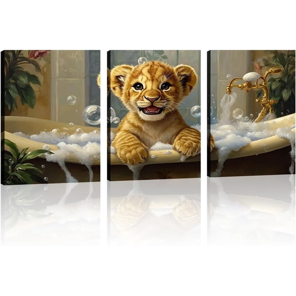 Funny Bathroom Canvas Wall Art 3 Piece Cute Black Cat in Toilet Picture Pet Painting Animal Print Minimalism Bathroom Art Wall Decor d(Art-3,11.00"x14.00"x3P)