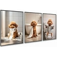 thumbnail image 1 of Funny Bathroom Canvas Wall Art Goldendoodle Reading Newspaper Poodle on Toilet Bathroom Pictures Wall Decor Dog Bathroom Prints Posters Artwork Restroom Toilet Wall Decoration(Framed canvas), 1 of 6