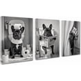 thumbnail image 1 of Funny Bathroom Canvas Wall Art Goldendoodle Reading Newspaper Poodle on Toilet Bathroom Pictures Wall Decor Dog Bathroom Prints Posters Artwork Restroom Toilet Wall Decoration(Framed canvas), 1 of 6