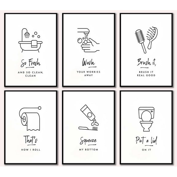 Funny Bathroom Canvas Wall Art Posters Bathroom Rules Wall Decor Pictures for Kids Nursery Boy Girl Bathroom Decoration,Unframed (White, 8x10in poster)