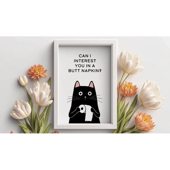 Funny Bathroom Cat Art Print, Toilet Cat Art, Pet Portrait Cat Wall Decor, Cat Lover Mom Gift, Premium Matte Print Original Artwork Poster, Poster Only