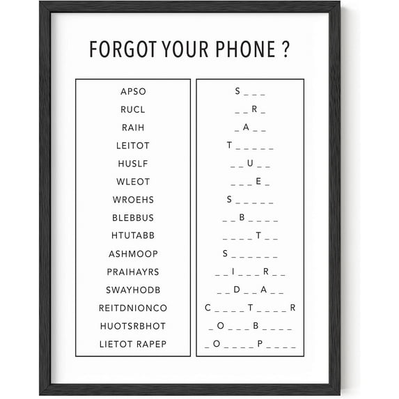 Funny Bathroom Decor and Bathroom Signs - by Haus and Hues | Funny Bathroom Wall Art and Signs for Bathroom Decor | Black and White Bathroom Decor | Funny Bathroom Art |12"x16" UNFRAMED (Unscramble)