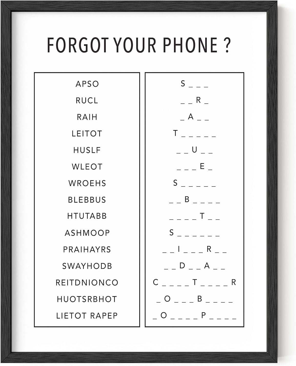 Funny Bathroom Decor and Bathroom Signs - by Haus and Hues | Funny Bathroom Wall Art and Signs for Bathroom Decor | Black and White Bathroom Decor | Funny Bathroom Art |12"x16" UNFRAMED (Unscramble)