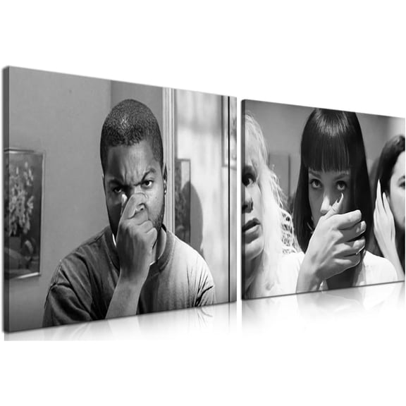 Funny Bathroom Decor Wall Art for Room Aesthetics Set of 2 - Black and White Wall Art Comedy Movies Posters Scenes Canvas Prints Bathroom Artwork for Restroom Bathroom Decor 12x16 inch