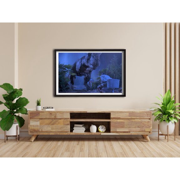 Funny Bathroom Dinosaur T-Rex On Toilet Retro Minimalist Wall Decor Art, Unframed Poster