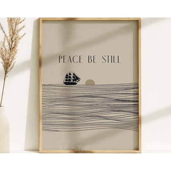 Peace Be Still, Christian Modern Art, Christ Bible Wall Art Bible Verse Artwork Print Bible Sketches Boho Biblical Scripture Wall Art, Modern Wall Decor, 8x12 UNFRAMED