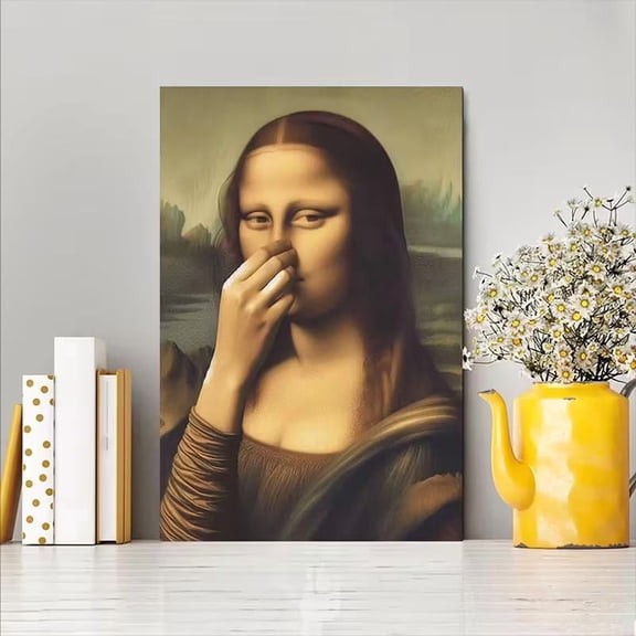 Funny Bathroom Mona Lisa Poster Vintage Style Wall Decor Physical Poster, Poster Only
