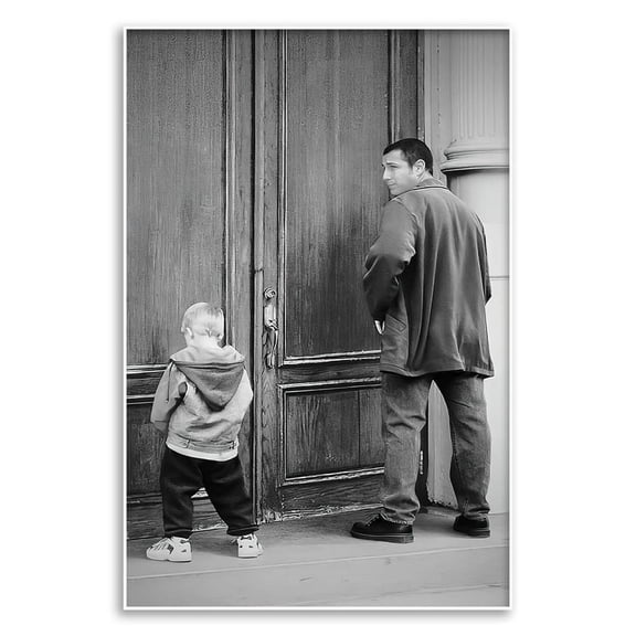 Funny Bathroom Movie Poster - Black and White Canvas Art Print - 16''x24'' Unframed - Unique Bathroom Decor