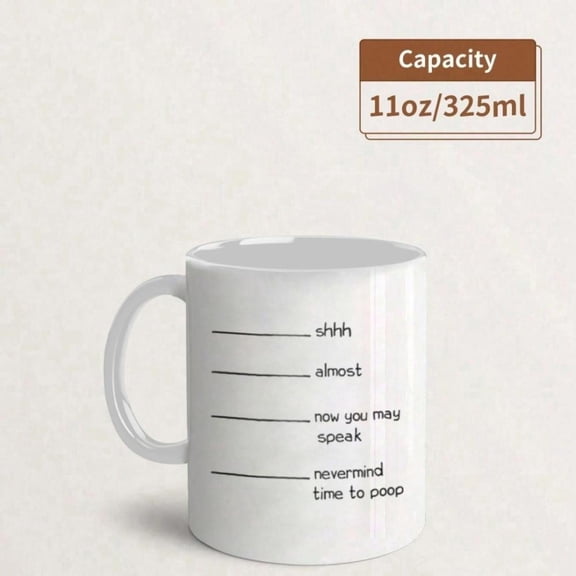 Funny Bathroom Mug SHHH POOP TIME Funny Poop Quotes Cup with Progress Bars 11oz Wide Rim Ceramic Coffee Cup Christmas Birthday Halloween Bathroom Deco