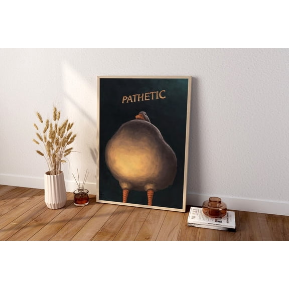 Funny Bathroom Pathetic Wet Duck Sad Expression Whimsical Animal Art, Unframed Poster