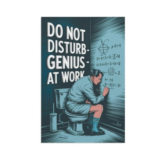 Funny Bathroom Poster Do Not Disturb Genius at Work Vintage Scientist Art Canvas Poster