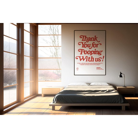 Funny Bathroom Poster, Pooping Quote Print, Red Text Art, Humorous Sign Artwork, White Elephant Gift, Modern Restroom Decor , Poster Print Only