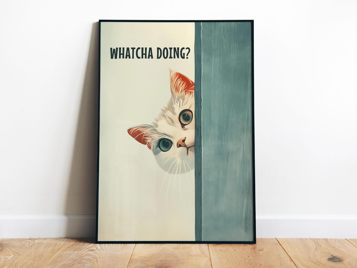 Funny Bathroom Prints Are You Pooping Print Cat Toilet Poster Funny ...