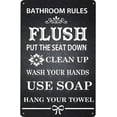 thumbnail image 1 of Funny Bathroom Quote Wooden Style Metal Tin Sign Wall Decor, Rustic Bathroom Rules Sign for Home Decor Gifts 8 x 12 inch, 1 of 4