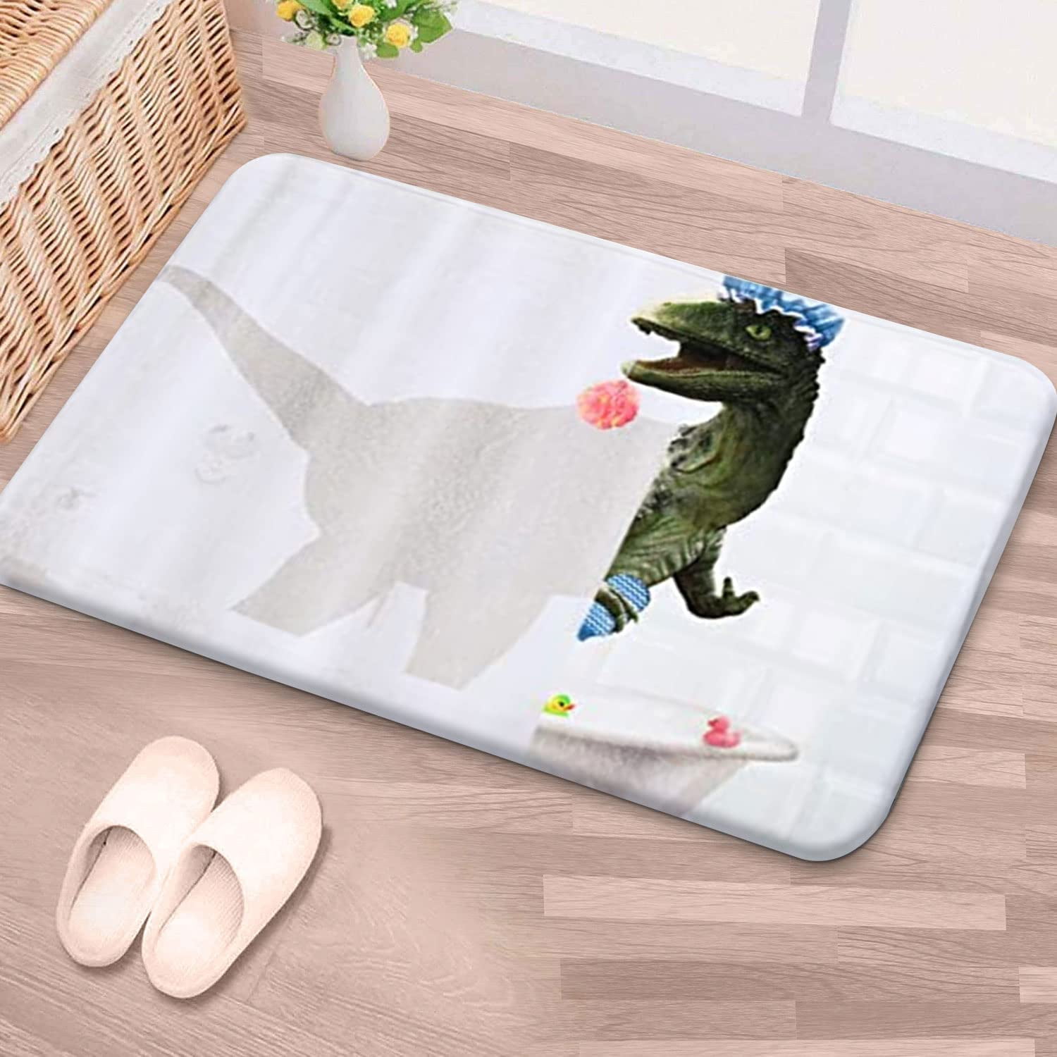 Funny Bathroom Rugs and Mats Sets, Kids Bath Mat, Dinosaur Bathroom