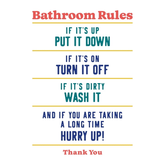 Funny Bathroom Rules Art Toilet Rules Sign Wall Art Extra Large XL Wall Art Poster Print