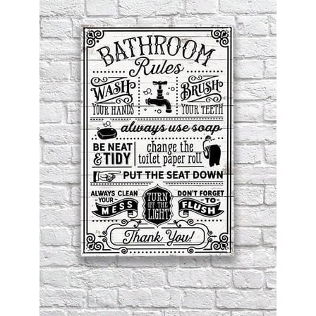 Funny Bathroom Rules Metal Tin Sign Wall Decor - Farmhouse Bathroom Quote Tin Sign For Toilet Restroom Washroom Home Decor Gifts 8 X12 Wall Decor Art, Home Decor, Room Decor, Coffee Bar Decor