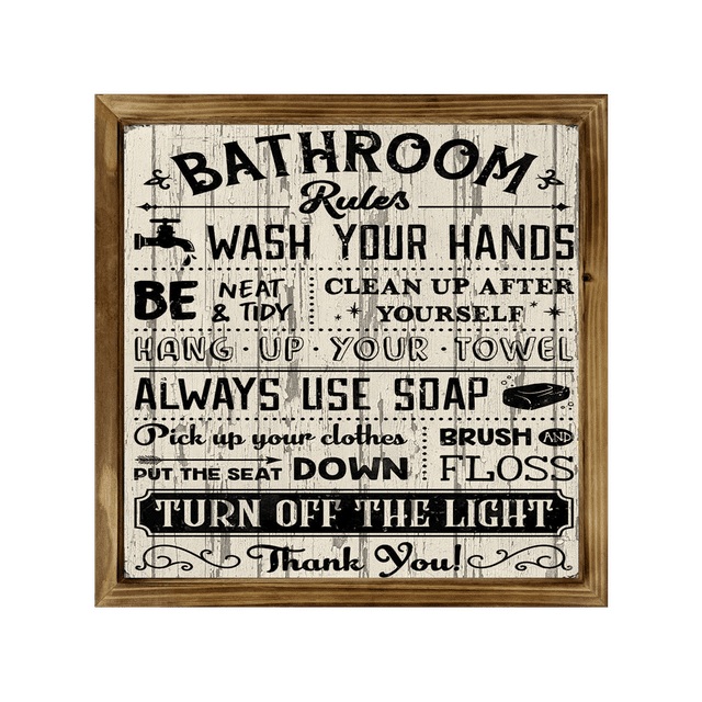 Funny Bathroom Rules Signs, Toilet Wall Decor, Restroom Sign 12x12 Inch ...