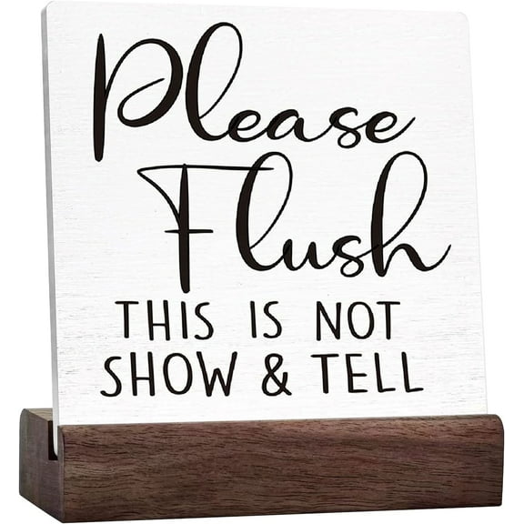 Funny Bathroom Sign Please Flush This Is Not Show And Tell Sign For Bathroom Shelf Toilet Restroom Home Tabletop Desk Decor,Farmhouse Bathroom Ceramic Table Sign