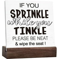 Funny Bathroom Sign If You Sprinkle While You Tinkle Sign For Bathroom Shelf Toilet Restroom Home Tabletop Desk Decor,Farmhouse Bathroom Ceramic Table Sign