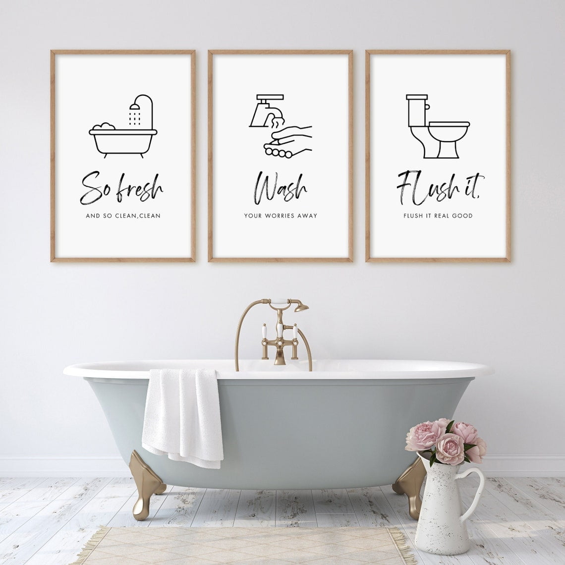 Bathroom wall sale art canvas