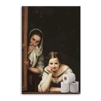 Funny Bathroom Two Women At A Window Print Photo Art Painting Canvas Poster Home Decorative Bedroom Modern Decor Posters Gifts 12x18inch(30x45cm)