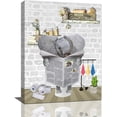 thumbnail image 1 of Funny Bathroom Wall Art Cute Elephant on Toilet Pictures for Wall Elephant Bathroom Decor Canvas Print Framed Animal Painting Artwork Kids Bathroom Deocration Ready to Hang 12x16in, 1 of 6
