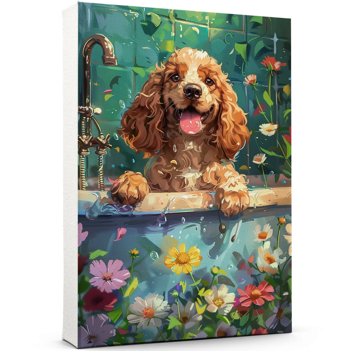Funny Bathroom Wall Art CuteCocker Spaniel Dog Canvas Print Dog Bathtub ...