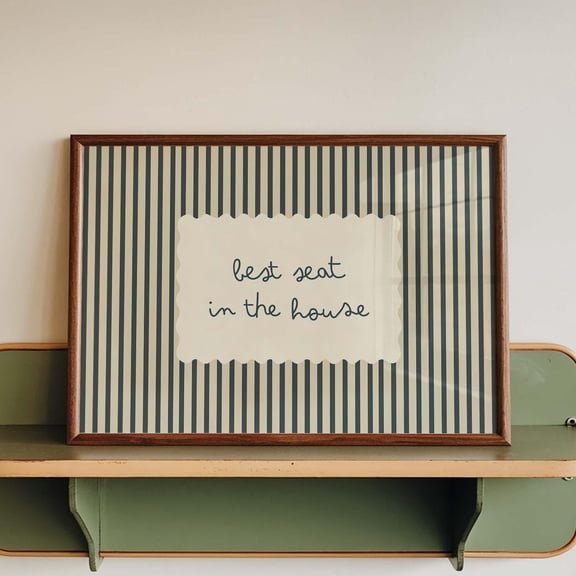 Funny Bathroom Wall Art Print Best Seat in the House Poster Striped Powder Room Decor Humo