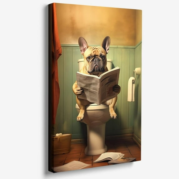Funny Bathroom Wall Decor Art Dog Wall Art for Bathroom Funny Animal Canvas Print Painting for Bedroom Cute Bathroom Pictures Decor,Funny Bathroom Decor Bathroom Artes