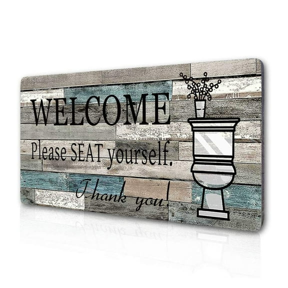 Funny Bathroom Wall Decor Sign Farmhouse Rustic Bathroom Decorations Wall Art 16" by 8" Please Seat Yourself Large Wood Plaque Wall Hanging Sign
