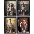 thumbnail image 1 of Funny Bathroom Wall Hieng Bathroom Decor Bathroom Accessories Prints Paintings for Home Farmhouse Bedroom Washroom Humor Black And White Animals Cow in Toilet Wall Decor, 1 of 6