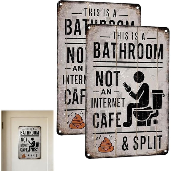 Funny Bathroom Wall Sign This is a Bathroom, Not an Internet Cafe, Vintage Metal Tin Poster, Sarcastic Bathroom Decor for Toilet, Home Wall Art(RL 2 PCS)
