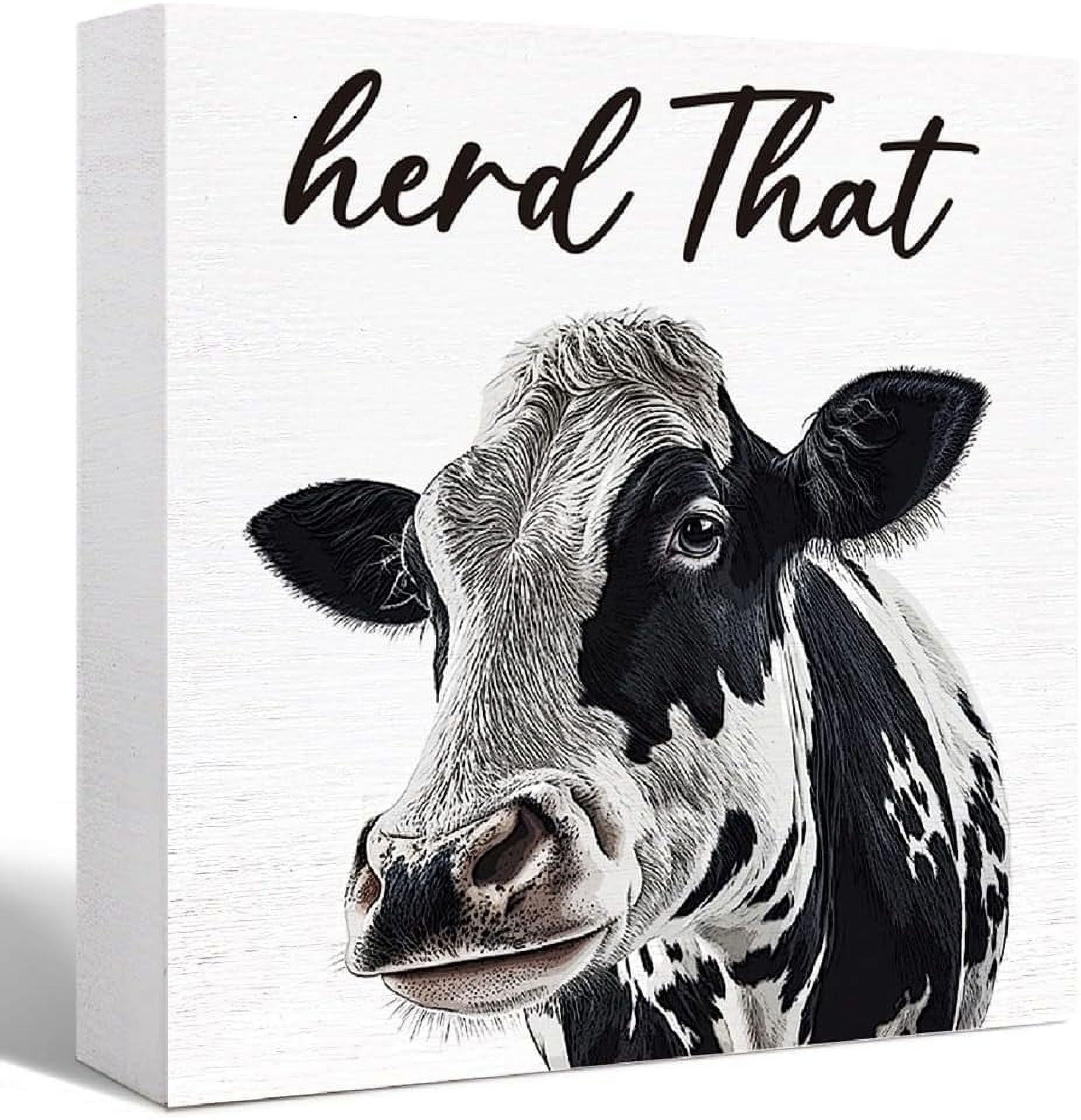 Funny Bathroom Wood Sign Herd That Funny Cow Wood Block Sign For ...