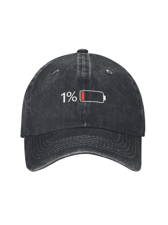 Funny Battery Low Baseball Cap Denim Adjustable Retro Battery Low Hat Gifts for Women Men Dad Friends Adults