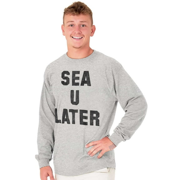 Funny Beach Lover Sea You Ocean Vibes Plus Size Long Sleeve Graphic Tee Shirt Brisco Brands 3X