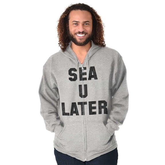 Funny Beach Lover Sea You Ocean Vibes Unisex Fleece Graphic Zip Up Hoodie Brisco Brands 5X