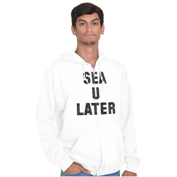 Funny Beach Lover Sea You Ocean Vibes Unisex Fleece Graphic Zip Up Hoodie Brisco Brands 5X