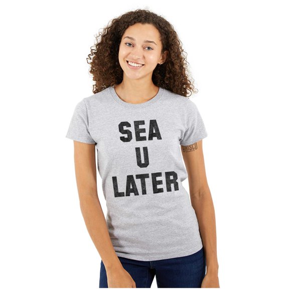 Funny Beach Lover Sea You Ocean Vibes Womens Slim Fit Graphic Tee Brisco Brands L