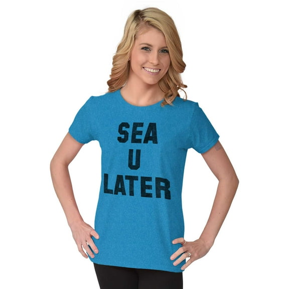 Funny Beach Lover Sea You Ocean Vibes Womens Slim Fit Graphic Tee Brisco Brands M